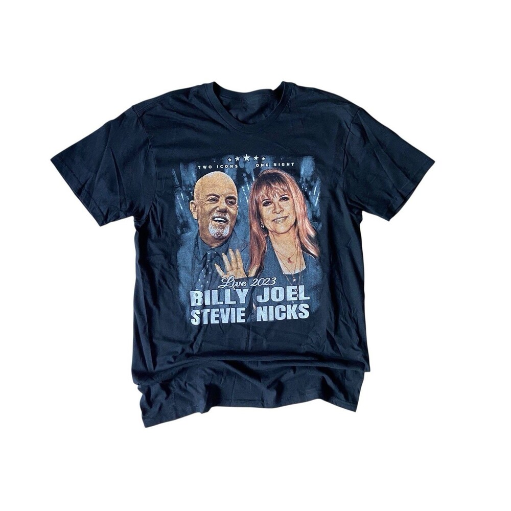 Billy Joel Stevie Nicks Live 2023 Tour T-Shirt Size L Black Concert Fan Merch - Picture 2 of 8